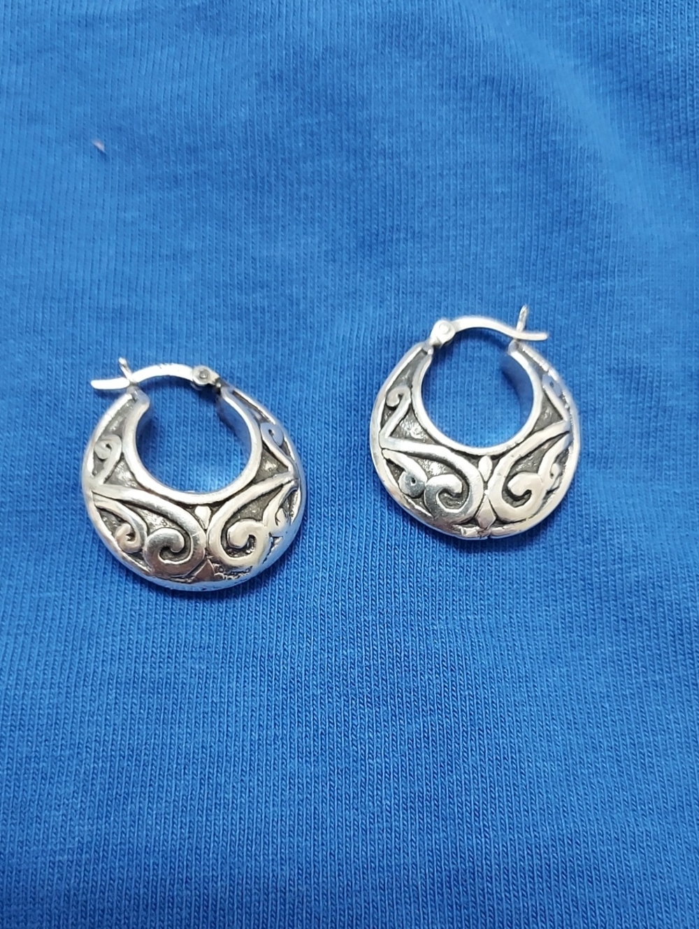 925 Sterling Silver Scroll Hoop Earrings - Women Jewelry